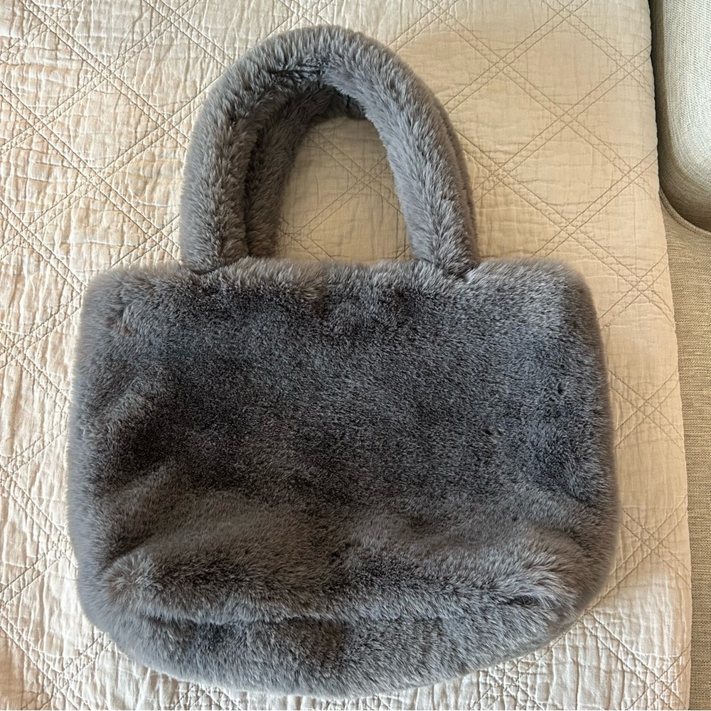 Elegant H&M Gray Faux Fur Tote